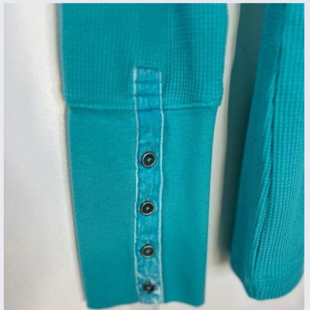 Sundance Crewneck Thermal with Velvet Cuffs in Aquamarine - Size Small - NWT - Picture 4 of 5